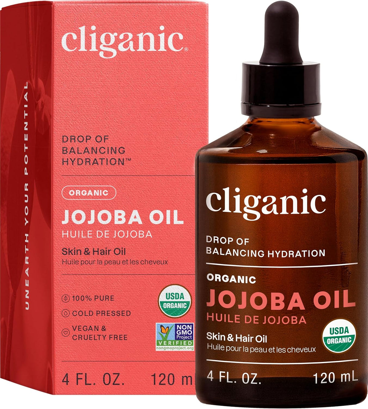 Cliganic 冷壓有機認證 荷荷巴油 滋潤修護基礎油 Organic Jojoba Oil 120ml 不含己烷