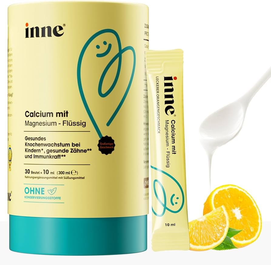 Inne Liquid Calcium with Magnesium 兒童液體鈣鎂鋅(香橙味) 30包 小金條