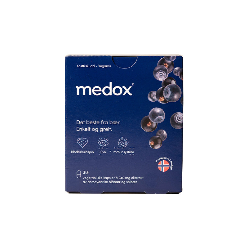 挪威MEDOX北歐野生越橘花青素 藍莓護眼膠囊30粒 25倍花青素對抗自由基 提亮膚色 舒緩眼部不適