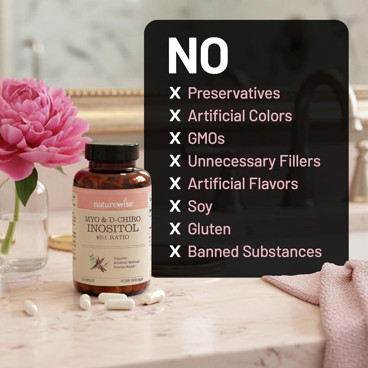 NatureWise Myo-Inositol D-Chiro Inositol Supplement for Women 女性肌醇 肌醇與手性肌醇 卵巢健康