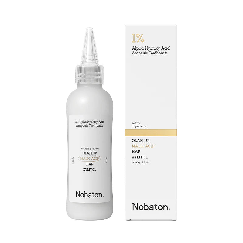 Nobaton諾巴頓牙膏1%果酸安瓶牙膏 去牙漬去黃清新160g 適合美白牙齒