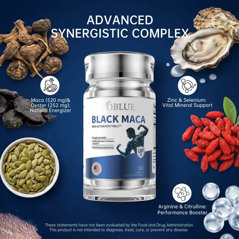 OBLUE 大魔王 瑪卡片活力牡蠣滋補釋放功能 20-30歲 成人男性營養Black Maca Men Activation Supplement