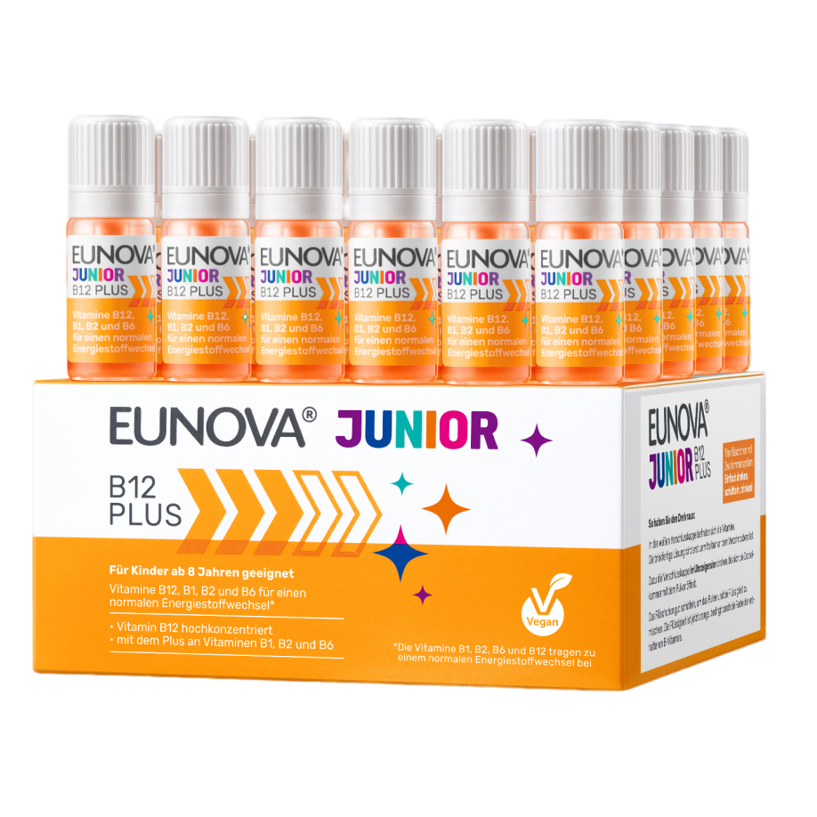 STADA EUNOVA® Junior 兒童版 B12 能量瓶 專為8-14歲兒童設計 補充B群維他命 非魚油 學習記憶力專注力 30瓶