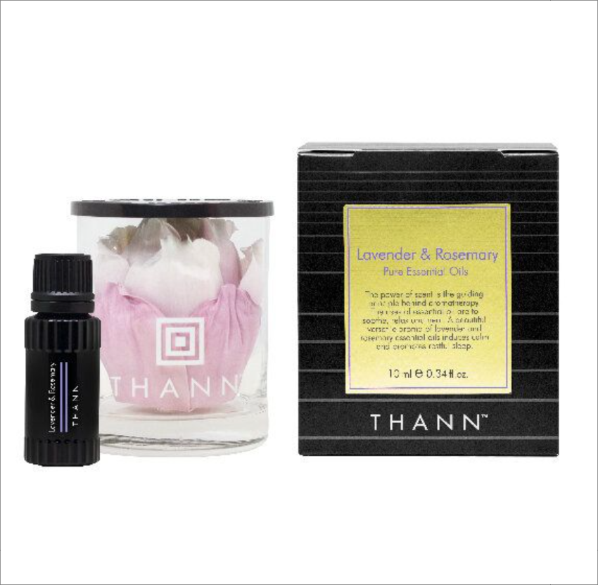 Thann 薰衣草迷迭香複方精油10ml+索拉花擴香杯