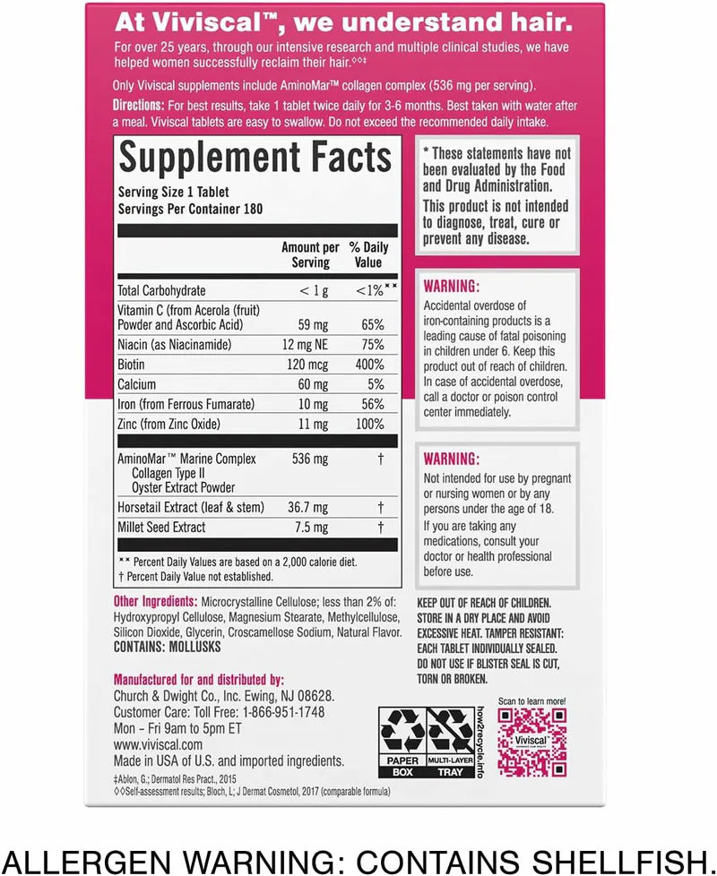 Viviscal Woman Hair Growth Supplement 女用頭髮生長營養補充膠囊60粒