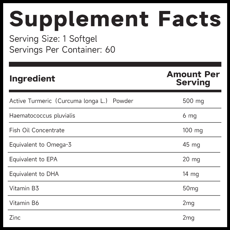 XL·S SOSO LABO Curcumin SOFTGELS 愛珂絲 還原型薑黃素 魚油膠囊粉 內服滅火消印 皮膚屏障