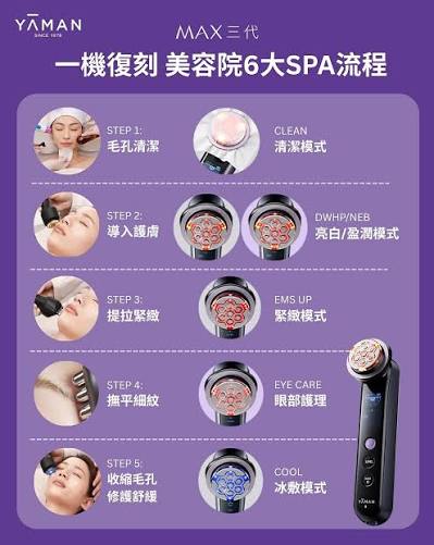 YAMAN 雅萌 MAX 三代 旗艦版多功能美容儀器 家用臉部 多效美顏儀 EMS提拉 淡紋緊緻 7大光電技術