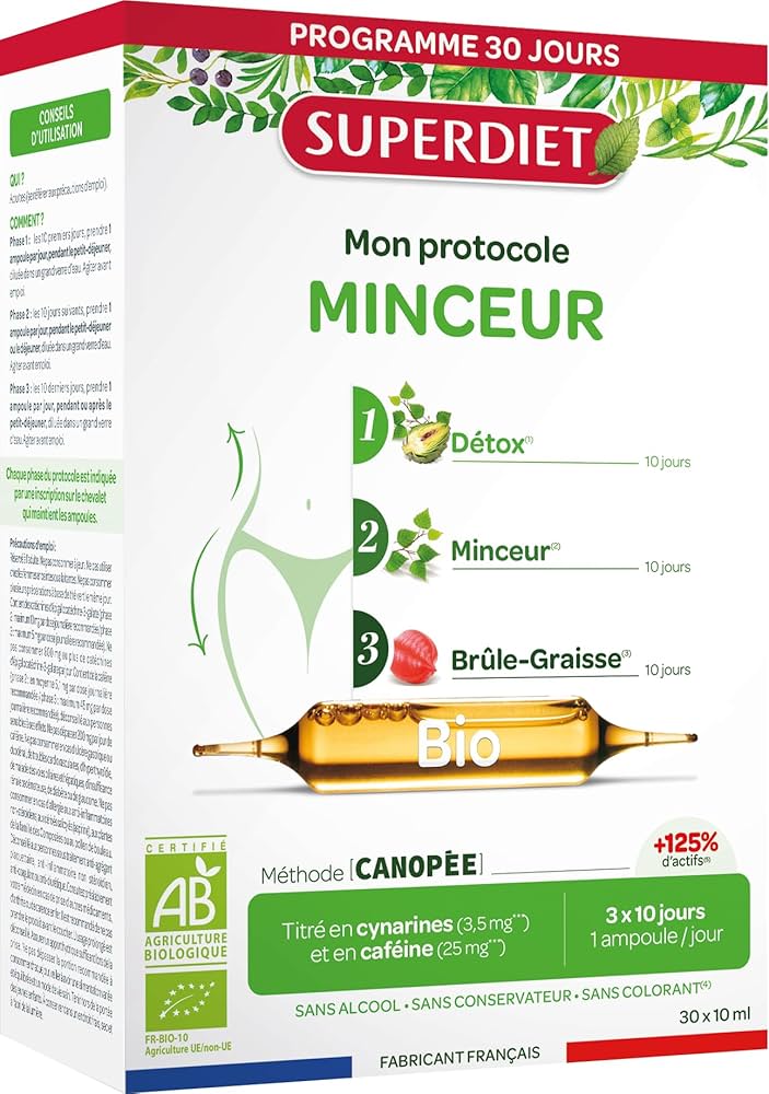 SUPERDIET 法國天然有機 體重管理三部曲 燃脂去水腫排毒15mlX30瓶 SUPERDIET Minceur Bio